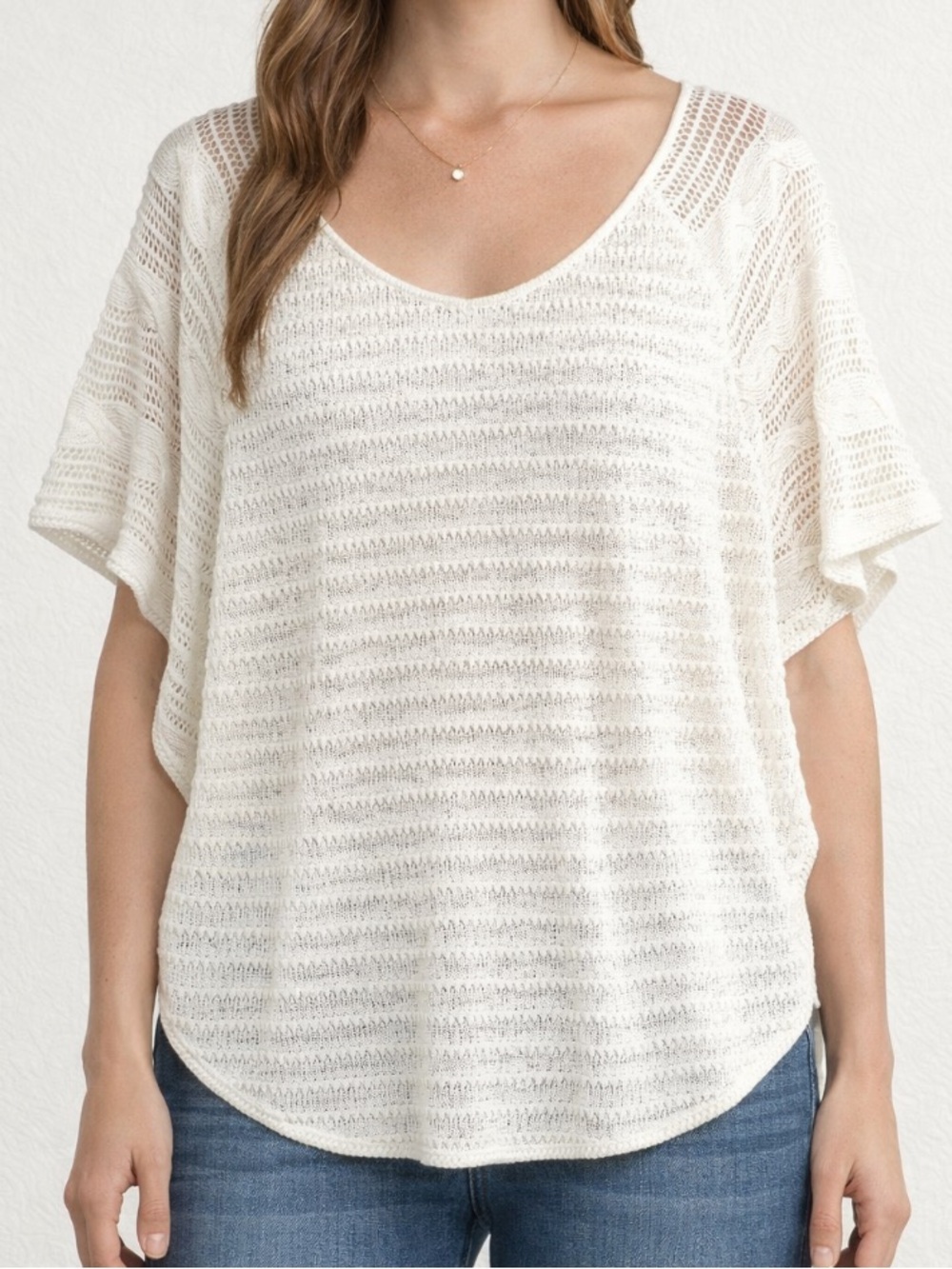 Lucky Brand Crochet Tunic Top Sweater Womens XL Boho White Shirt